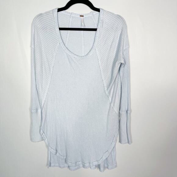 Free People XSmall XS Light Blue Ventura Long Sleeve Thermal Top Scoop Neck - Picture 1 of 7